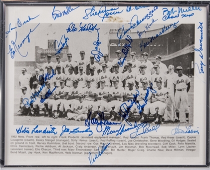 1962 New York Mets Inaugural Season Team Signed 8 x 10 B&W Framed Photograph With 27 Signatures Including Kranepool & Ashburn (PSA/DNA)